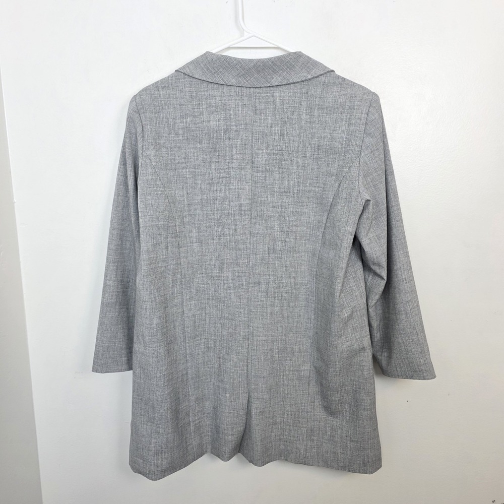 YAS‎ Asos Gray Hook & Eye Long 3/4 Sleeve Professional Sleek Blazer Size L - Picture 9 of 10
